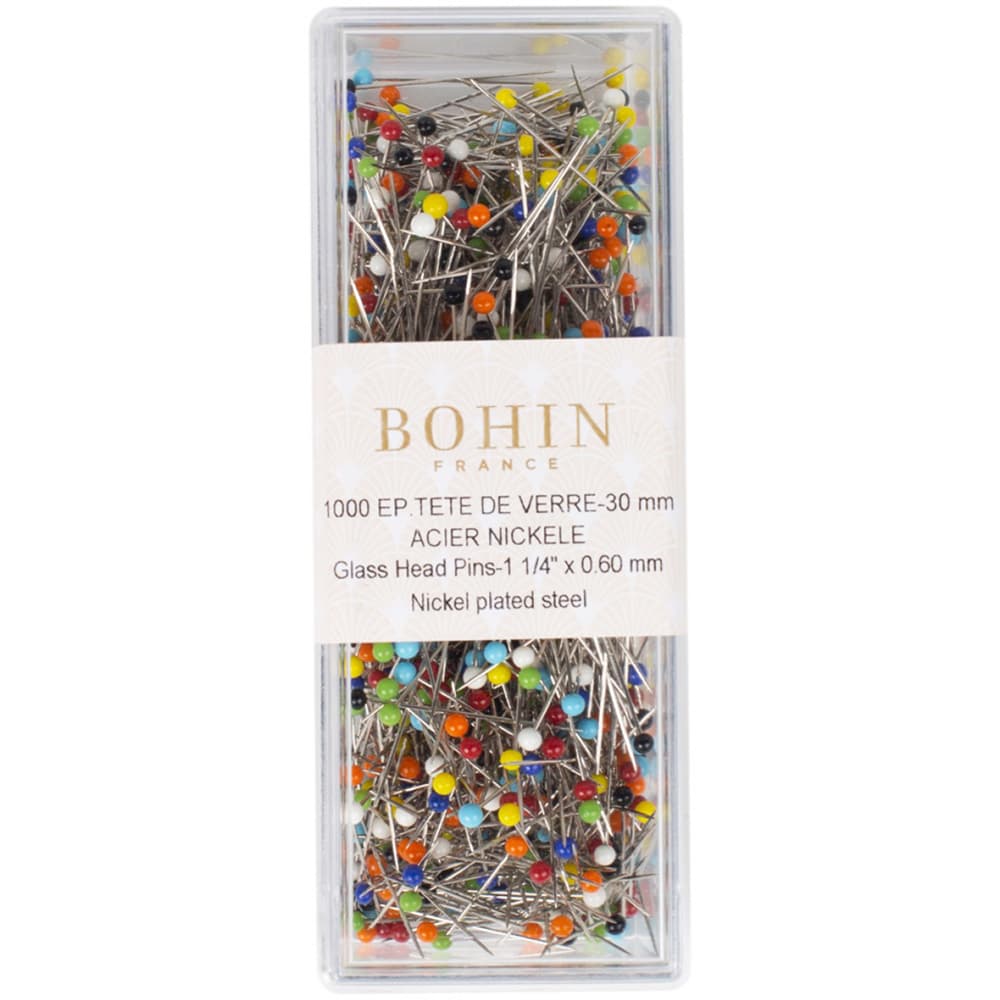 Bohin, 1-1/4" Quilting Glass Head Pin, Size 20, 1000 ct image # 86348