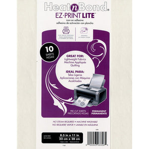 Heat N Bond EZ Print Fusible Sheets (10pk), 8-1/2in by 11in image # 64102