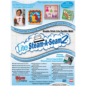 Lite Steam-A-Seam 2 Double Stick Fusible Web - 9"x12" (5pk) image # 44579