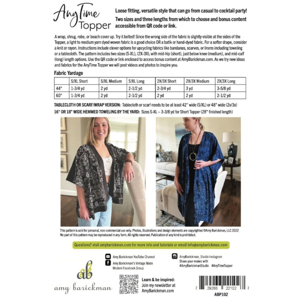 Anytime Topper Pattern, Amy Barickman image # 99925