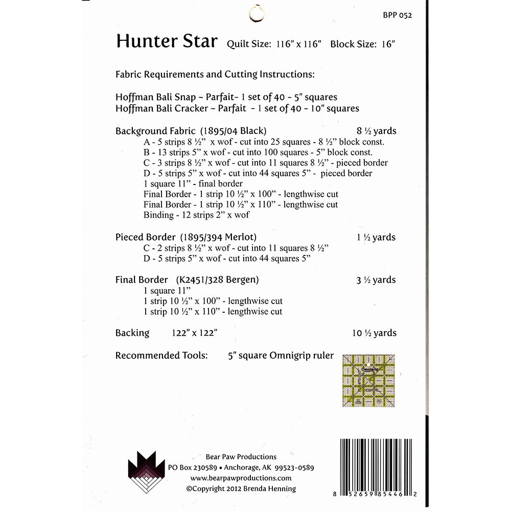 Hunter Star Quilt Pattern image # 74978