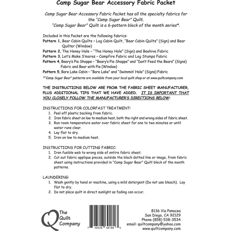 Camp Sugar Bear Accessory Fabric Packet image # 61065