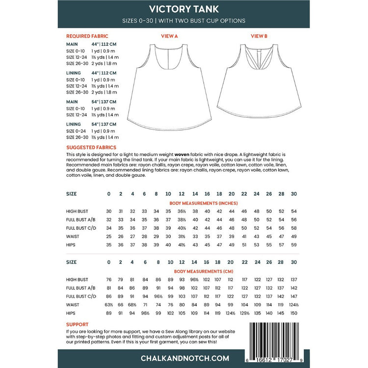 Chalk & Notch Victory Tank Pattern image # 83180