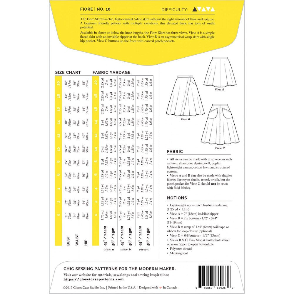 Fiore Skirt Pattern, Closet Core Patterns image # 65247