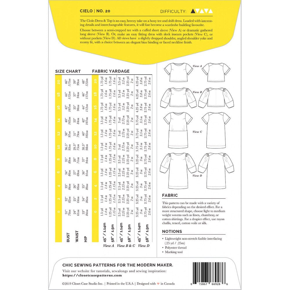 Cielo Top & Dress Pattern, Closet Core Patterns image # 65235