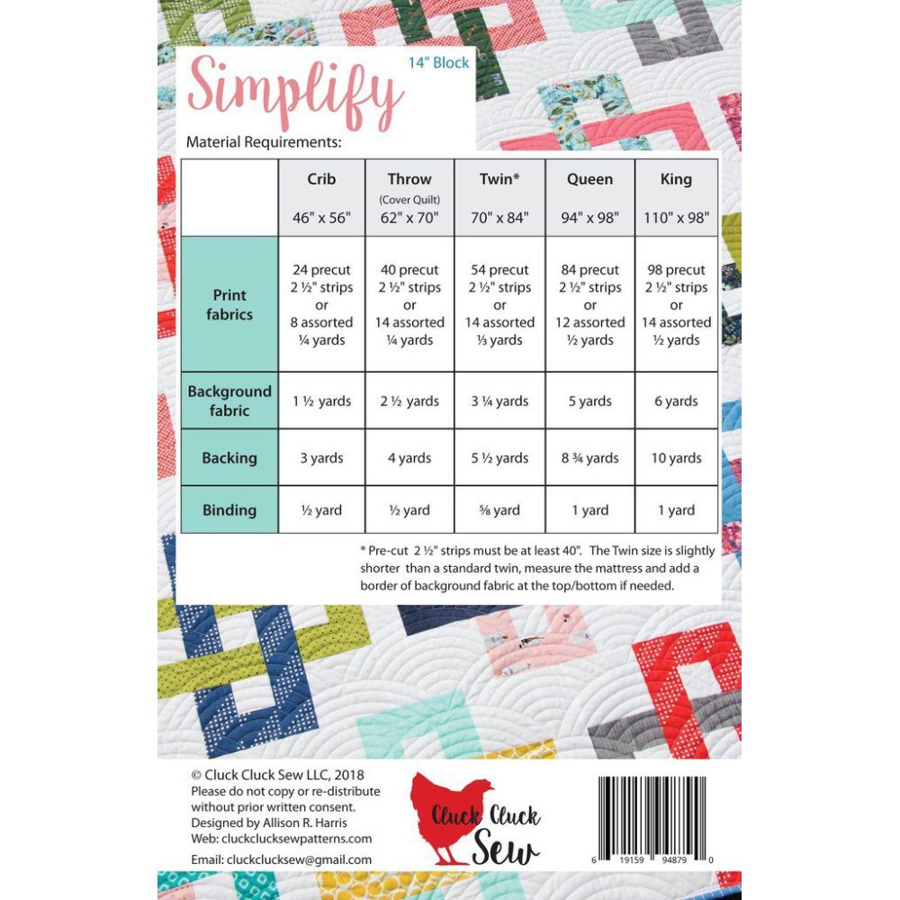 Simplify Quilt Pattern image # 77612