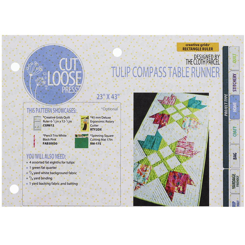 Cut Loose Press, Tulip Compass Table Runner Pattern image # 98291