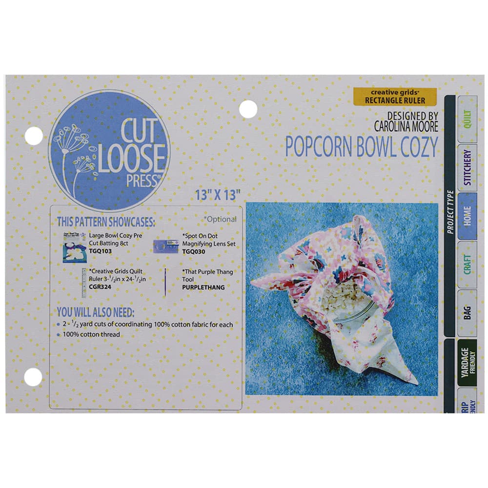 Cut Loose Press, Popcorn Bowl Cozy Pattern image # 96150