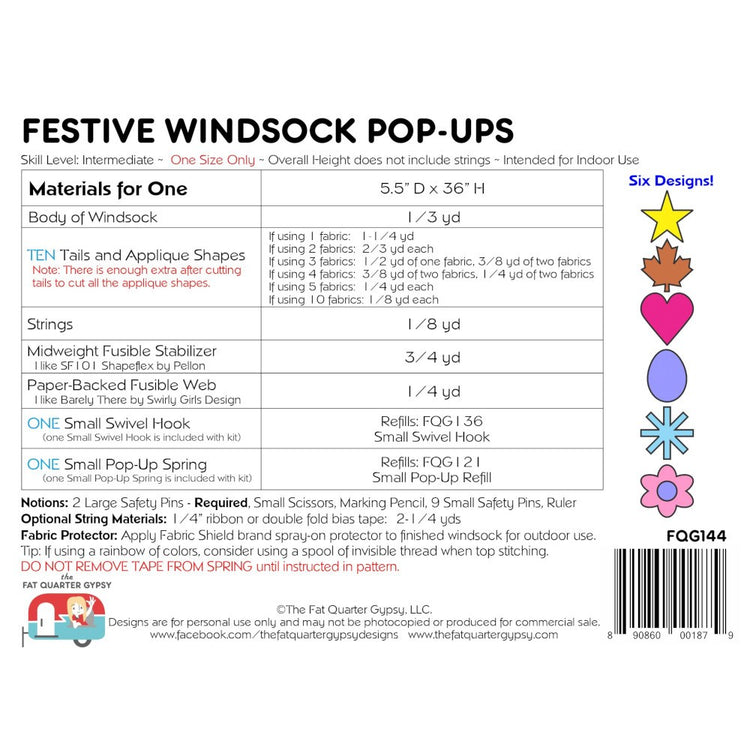 Festive Windsock Pop-Ups Pattern Kit image # 58723