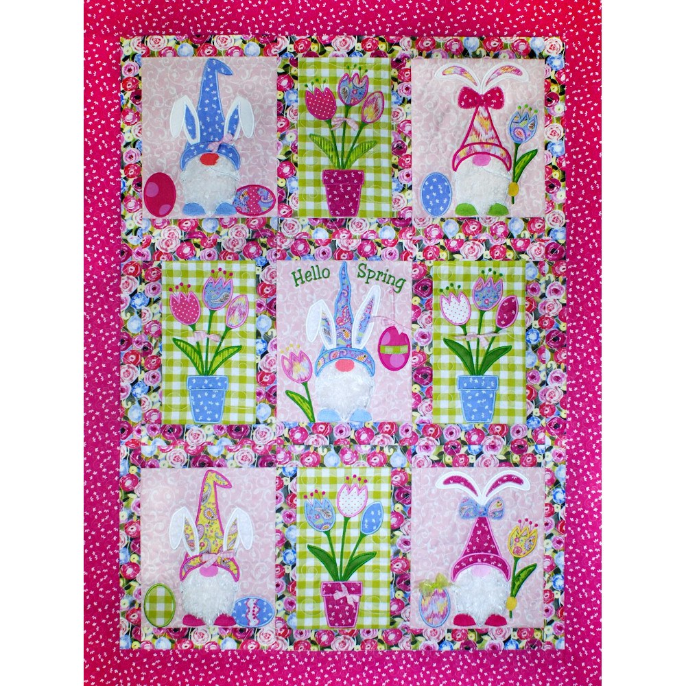 Hello Spring Bunny Gnome Quilt and Flag CD & Pattern, Desiree Designs image # 65919