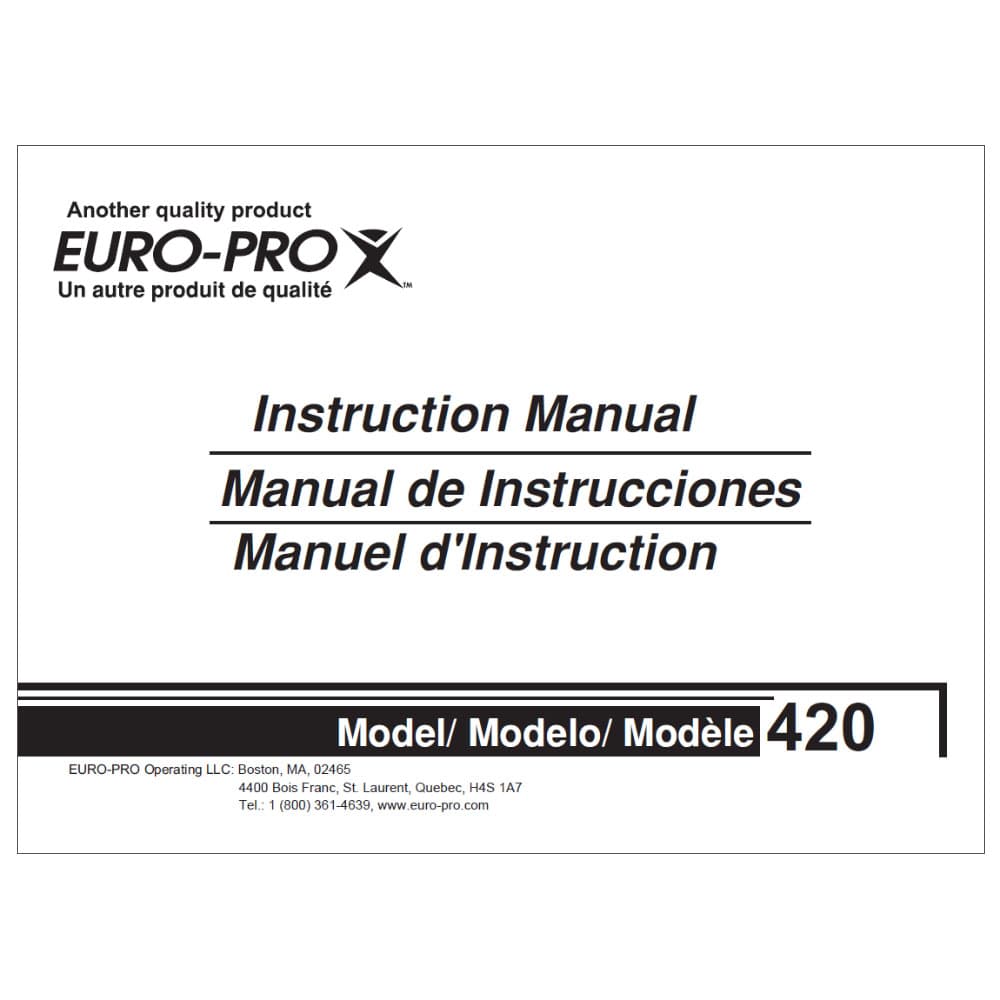 Euro Pro 420 Instruction Manual image # 114444