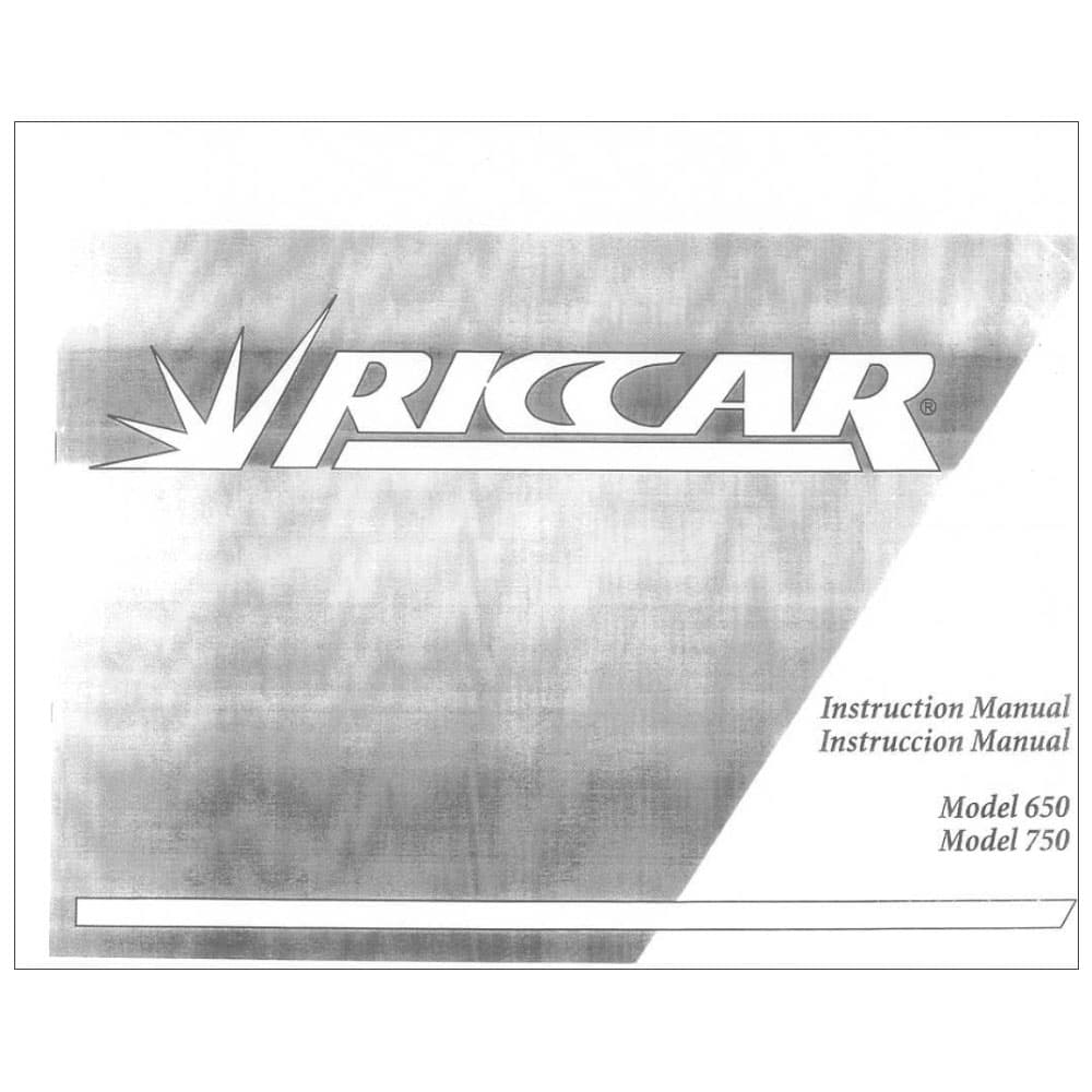 Riccar R750 Instruction Manual image # 115131