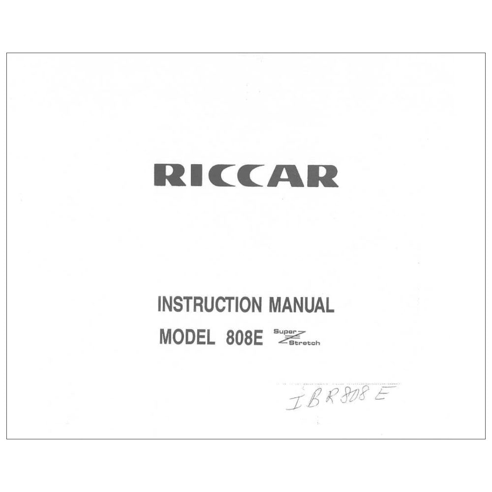 Instruction Manual, Riccar 808 image # 115534