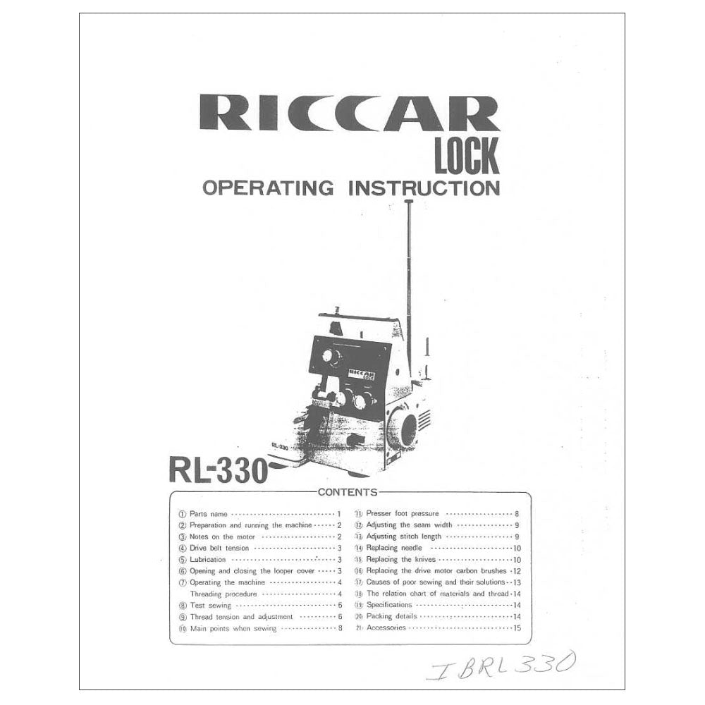 Riccar RL330 Instruction Manual image # 115069