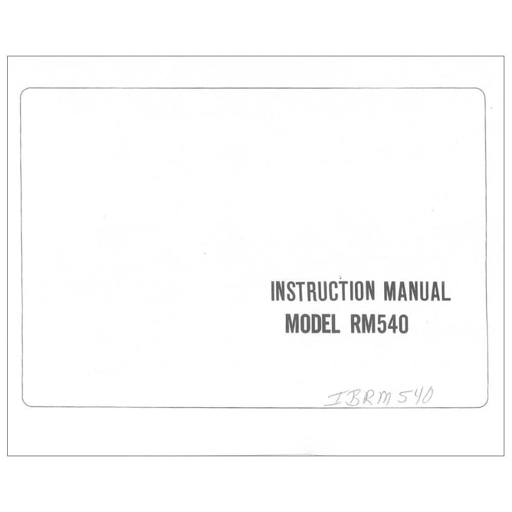 Riccar RM540 Instruction Manual image # 114997