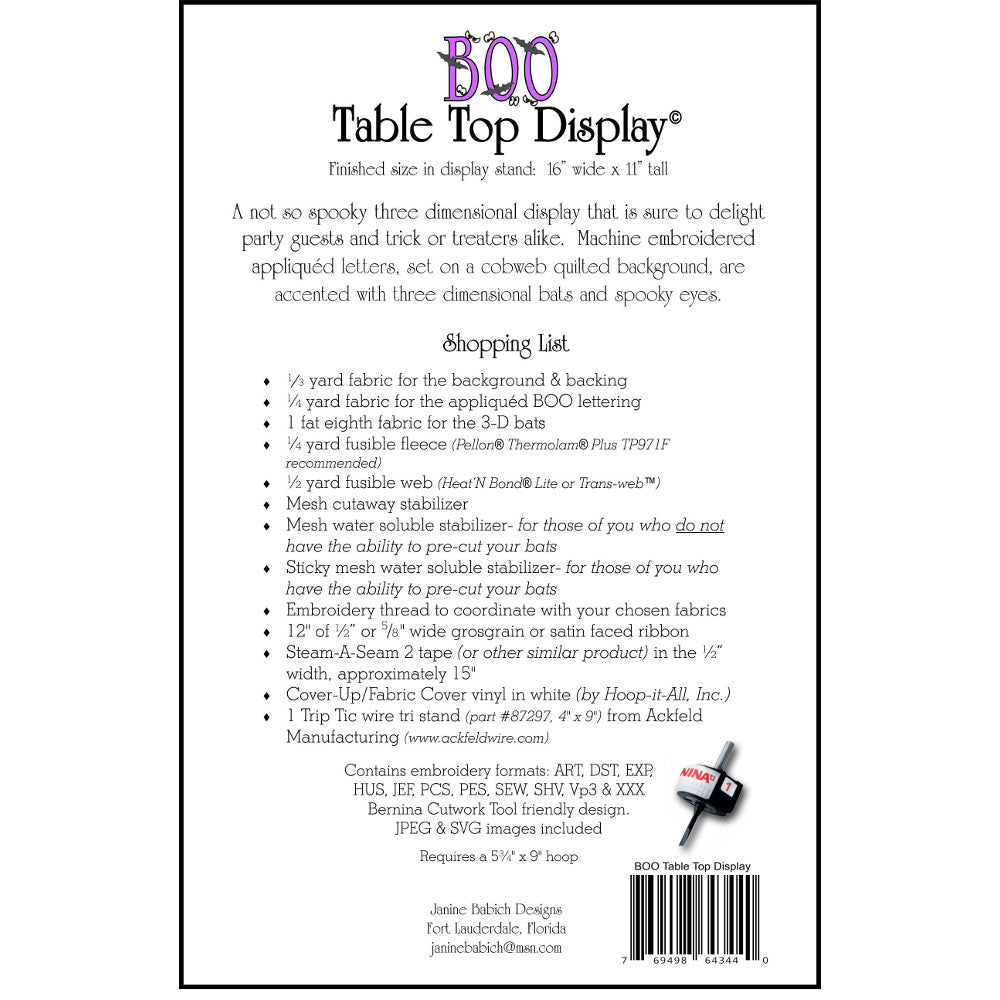 BOO Table Top Display Pattern CD image # 46724