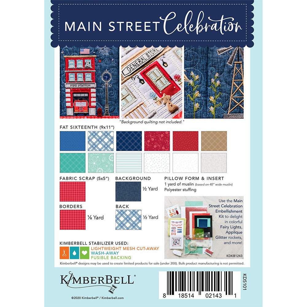 Kimberbell, Main Street Celebration Bench Pillow Embroidery CD Pattern image # 73799