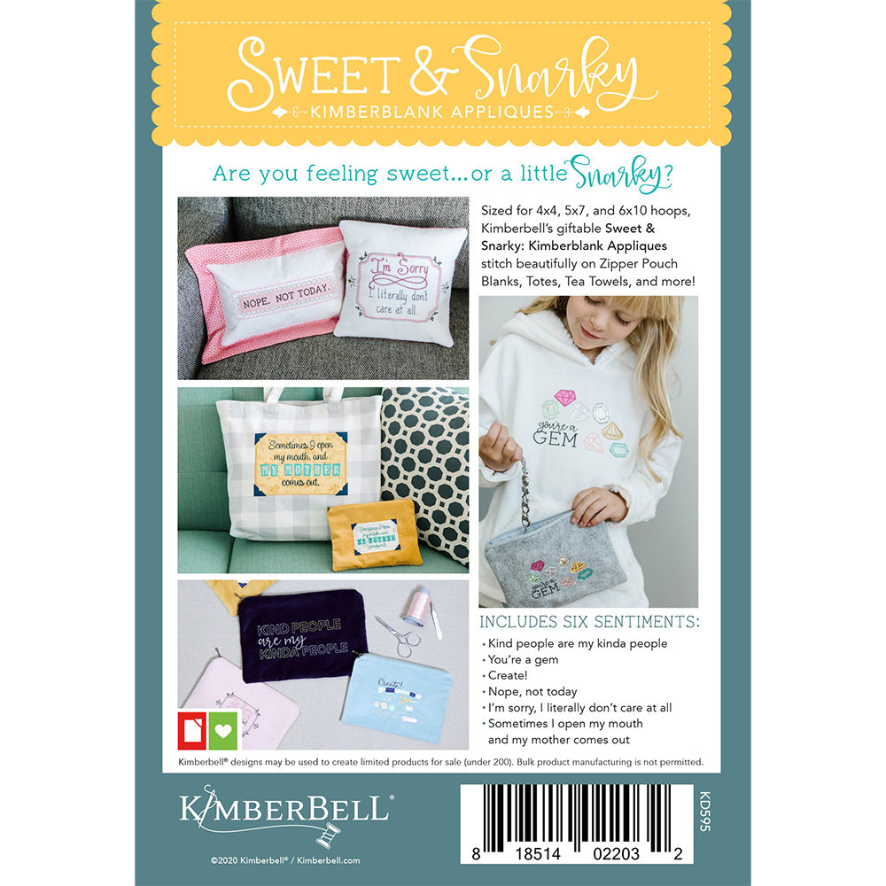 Kimberbell Sweet & Snarky Applique CD Pattern image # 73714