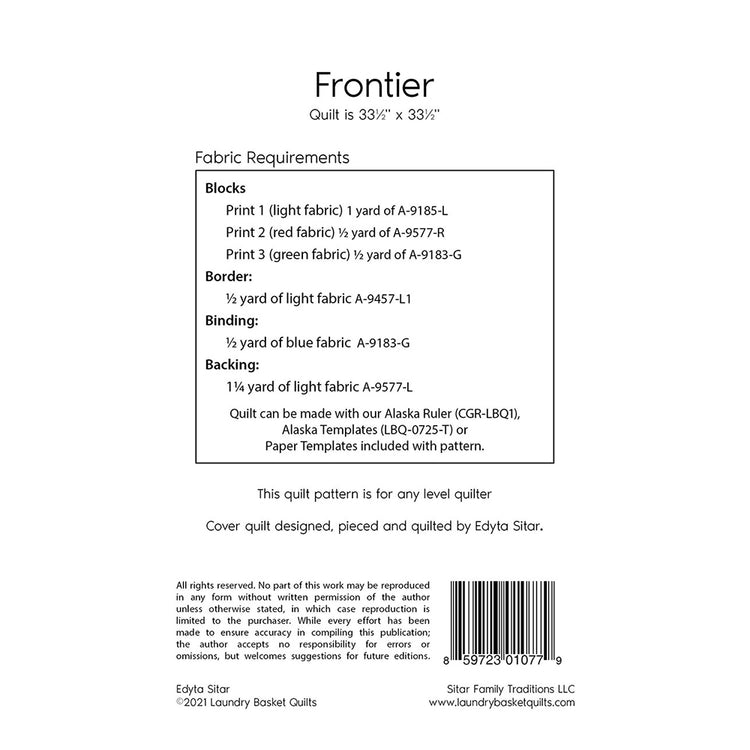 Frontier Quilt Pattern image # 81155