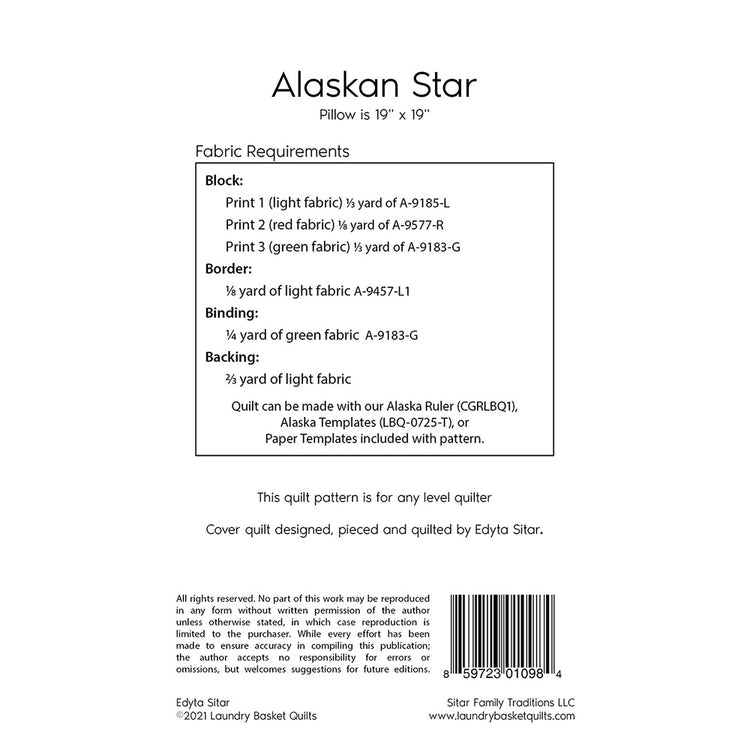 Alaskan Star Pillow Pattern image # 81150