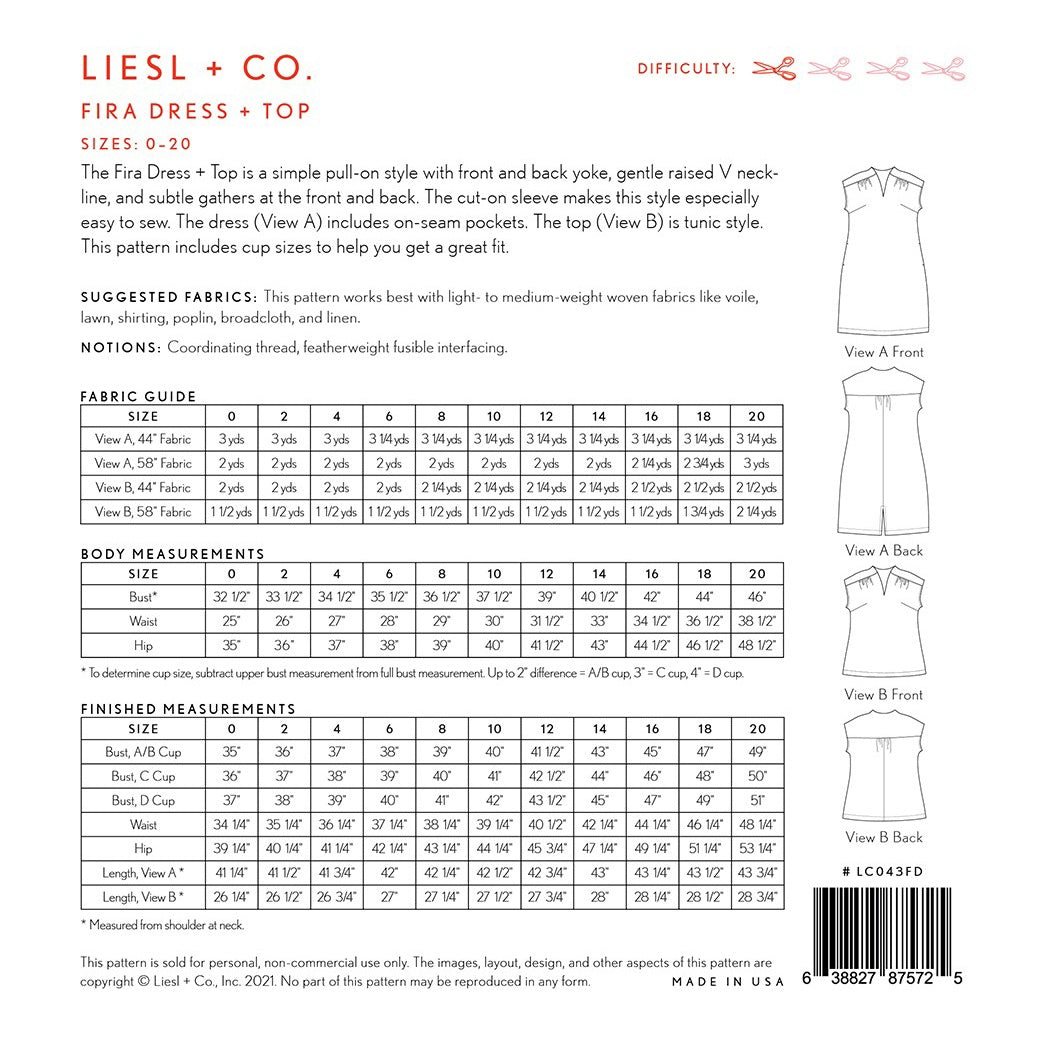 Fira Dress and Top Pattern, Liesl & Co. image # 100283