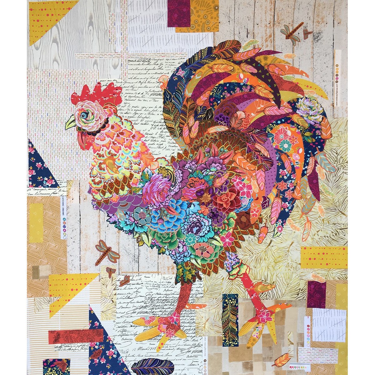 Doodle Doo Rooster Collage Pattern image # 40655