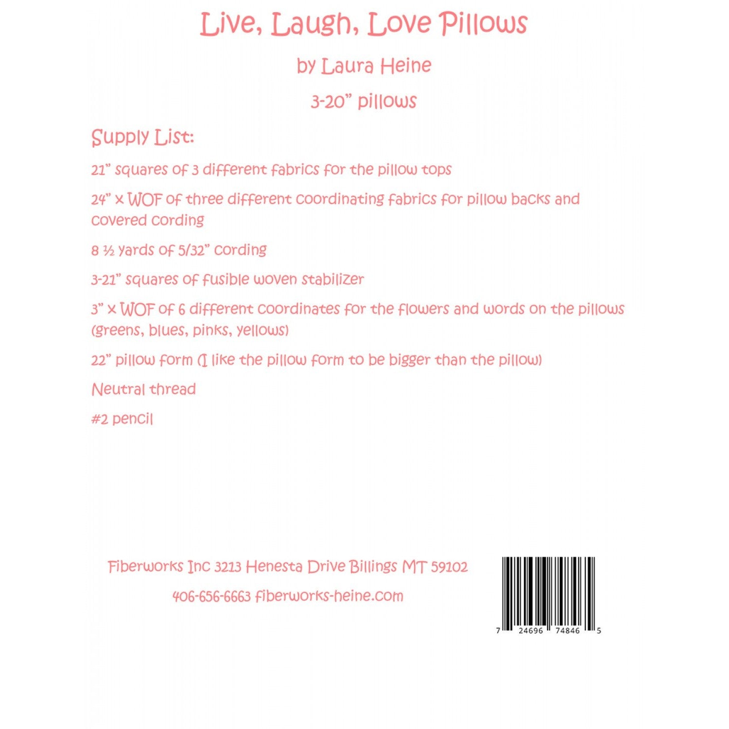 Live, Laugh, Love Pillows Pattern image # 40641