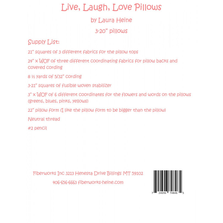 Live, Laugh, Love Pillows Pattern image # 40641