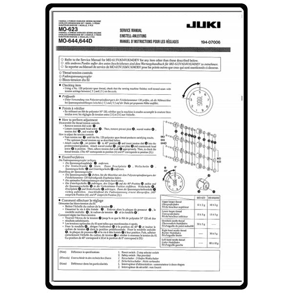 Service Pamphlet, Juki MO-644D image # 10533