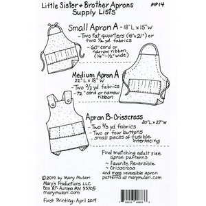 Little Sister and Brother Apron Pattern, Mary Mulari Designs image # 84378