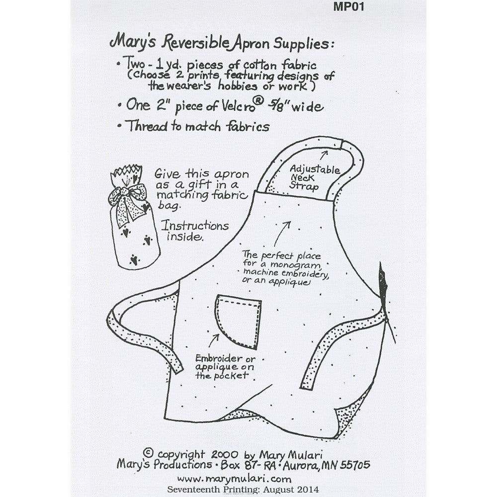 Favorite Reversible Apron Pattern, Mary Mulari Designs image # 84382