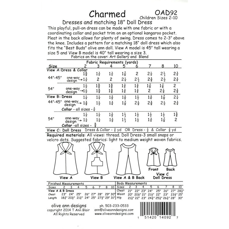 Charmed Dress Pattern with Matching Doll Dress image # 55483