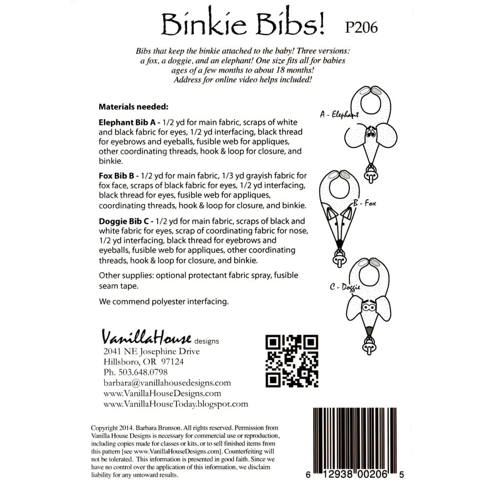 Binkie Bibs Pattern, Vanilla House Designs image # 99836