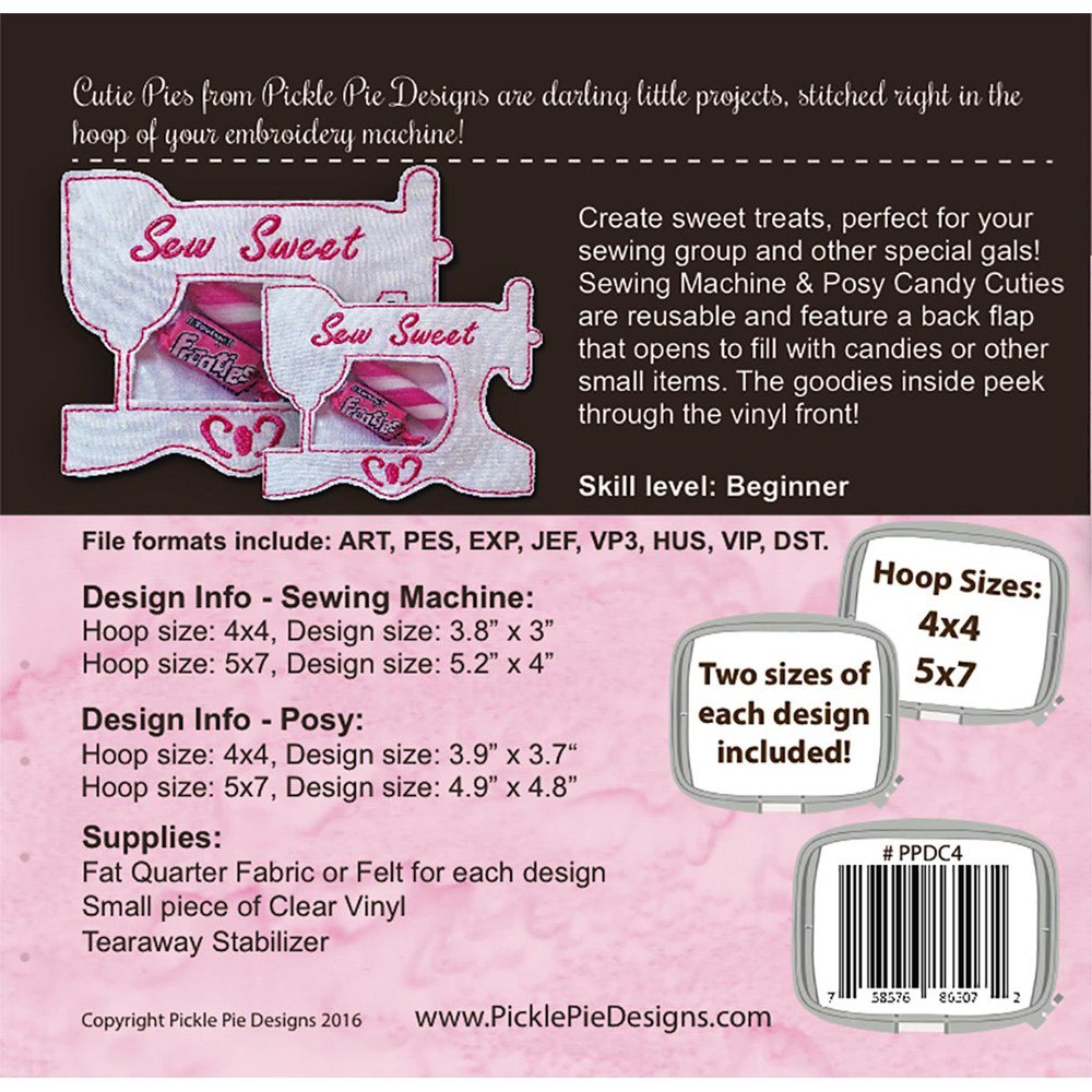 Sewing Machine and Posy Candy Cuties Embroidery CD image # 52154