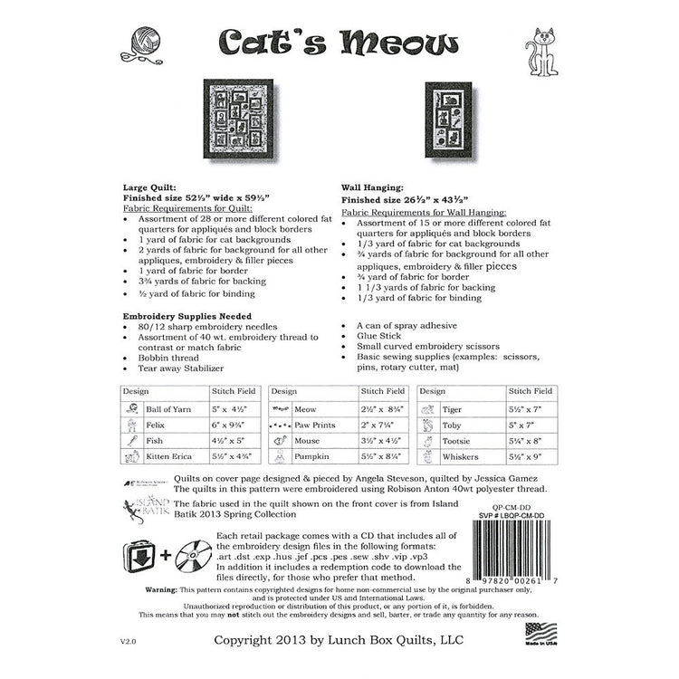 Cat's Meow Embroidery CD - 12 Designs image # 47430