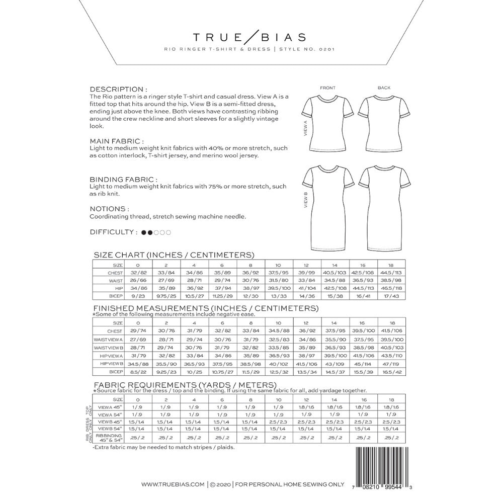 Rio Ringer T-shirt & Dress Pattern - True Bias image # 83913