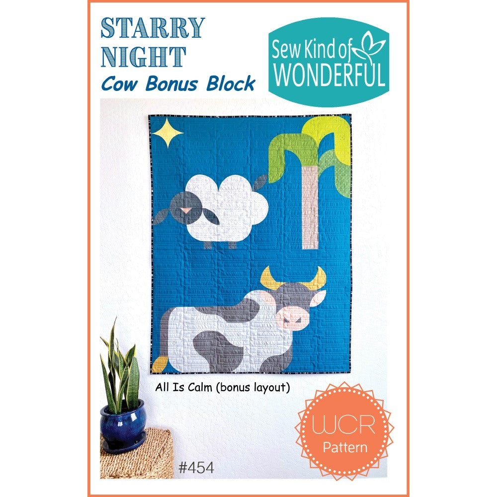 Starry Night Cow Bonus Block Mini Quilt Pattern image # 82583