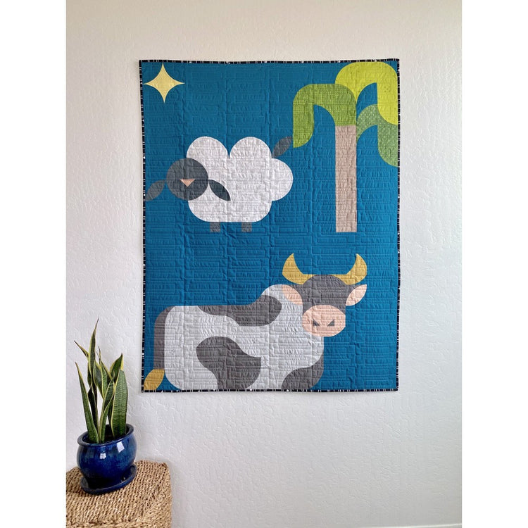 Starry Night Cow Bonus Block Mini Quilt Pattern image # 82584