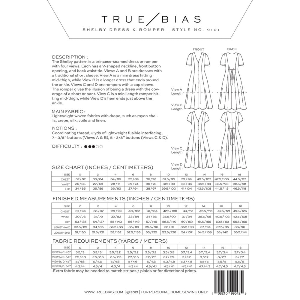 Shelby Dress & Romper Pattern - True Bias image # 83816