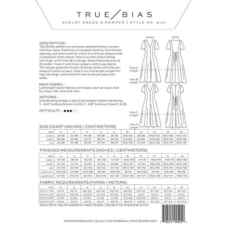 Shelby Dress & Romper Pattern - True Bias image # 83816