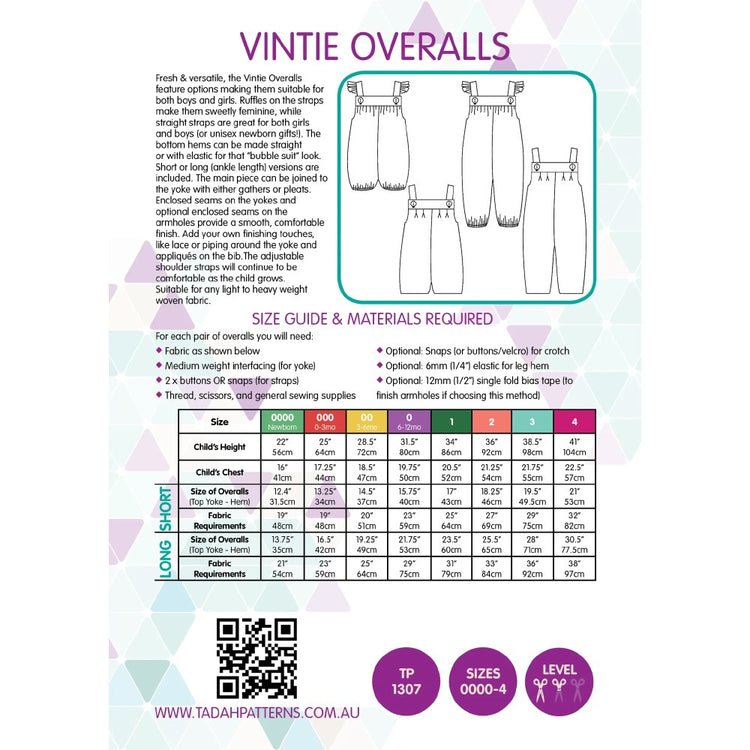 Vintie Overalls Pattern, Tadah Patterns image # 100399