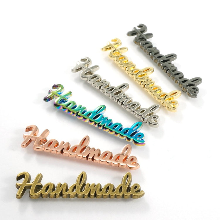 "Handmade" Metal Bag Label  (Script Style) image # 51172