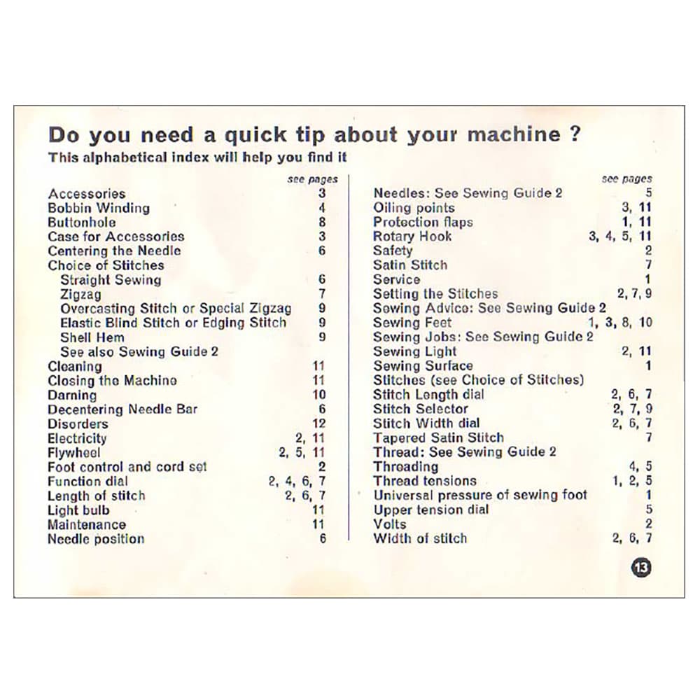 Elna 52 Lotus Series Instruction Manual image # 119498