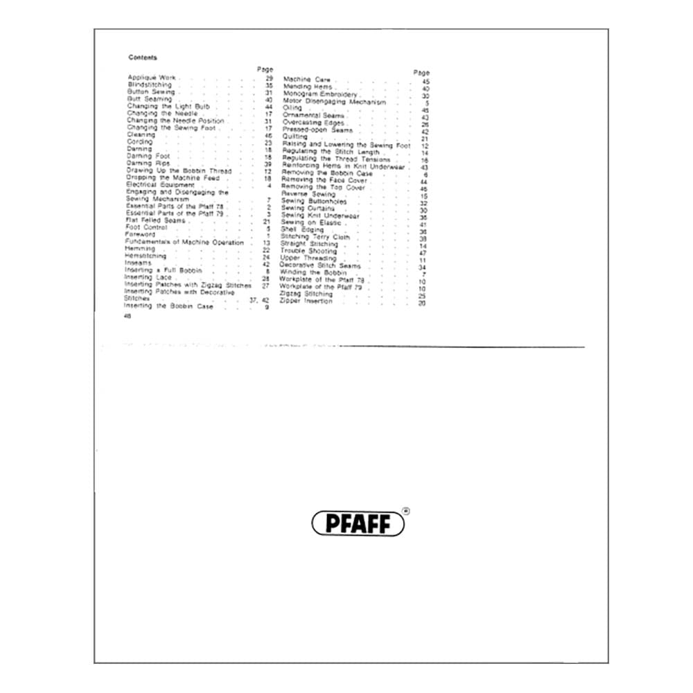 Pfaff 79 Instruction Manual image # 123107