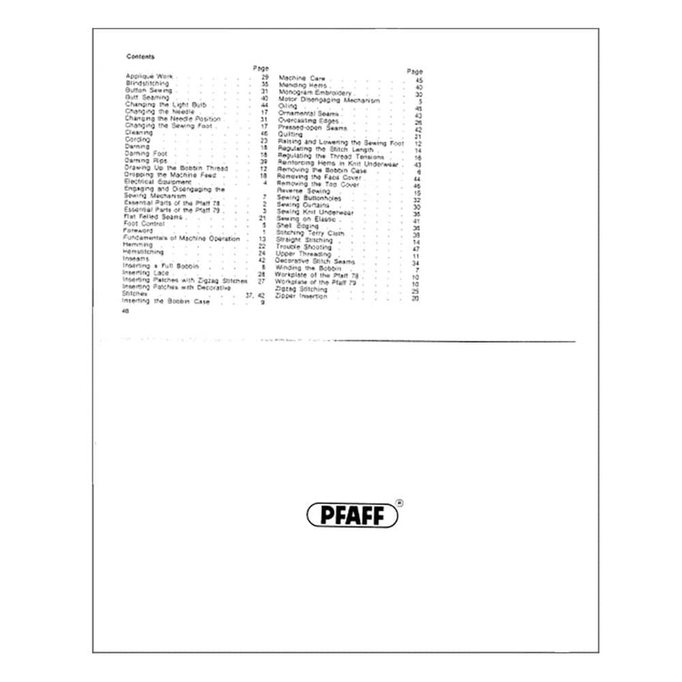 Pfaff 79 Instruction Manual image # 123107