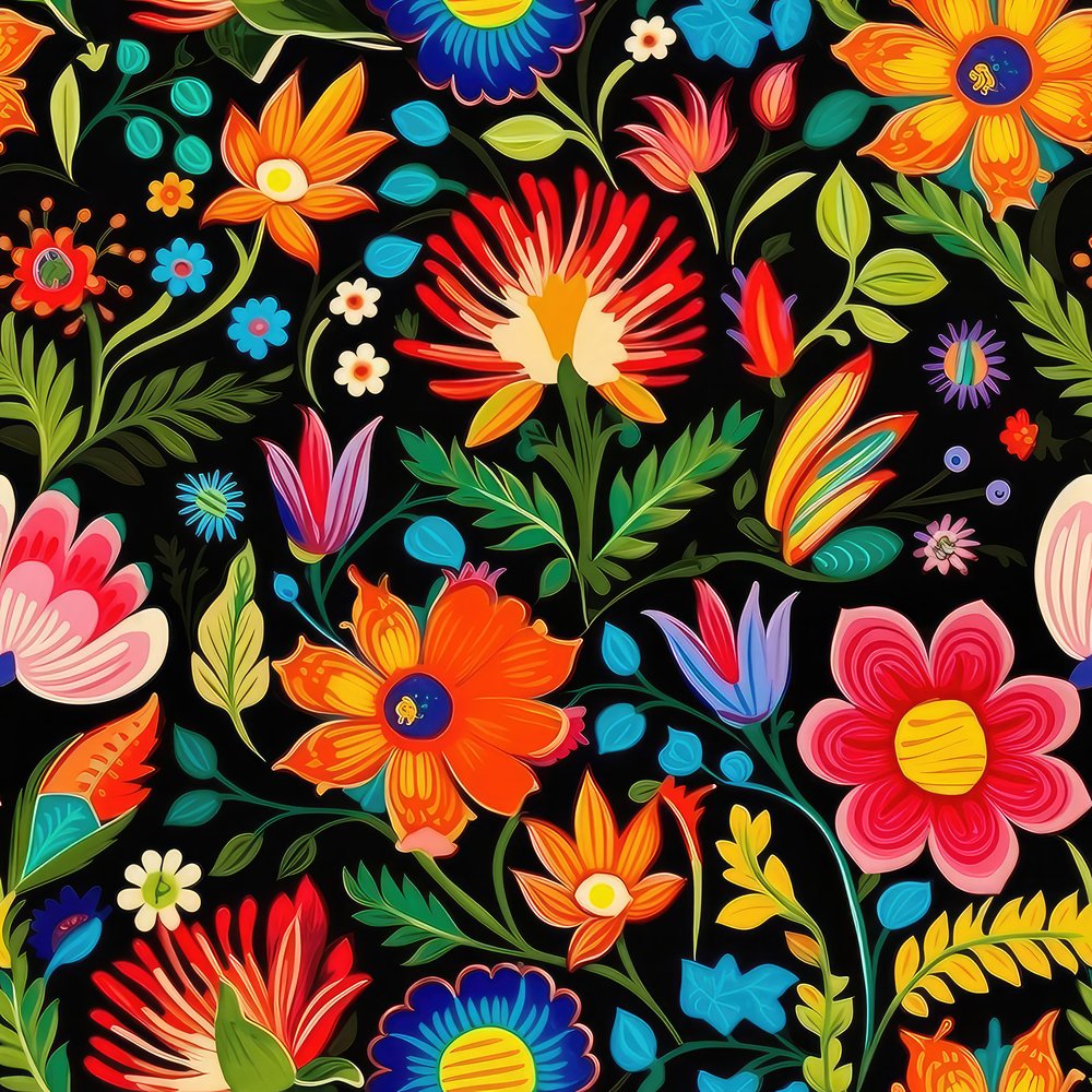 Mexican Floral Fiesta Pattern 12 Fabric