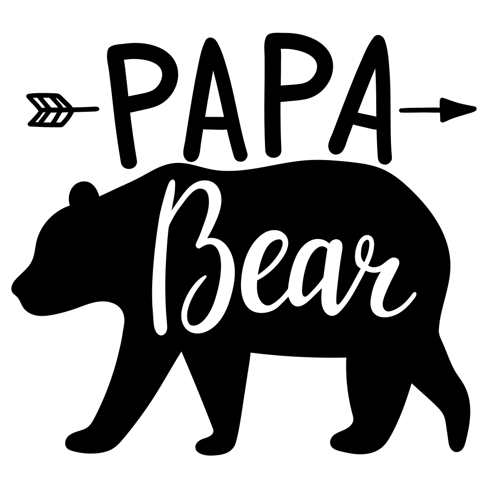 Papa Bear Fabric Panel - Black & White