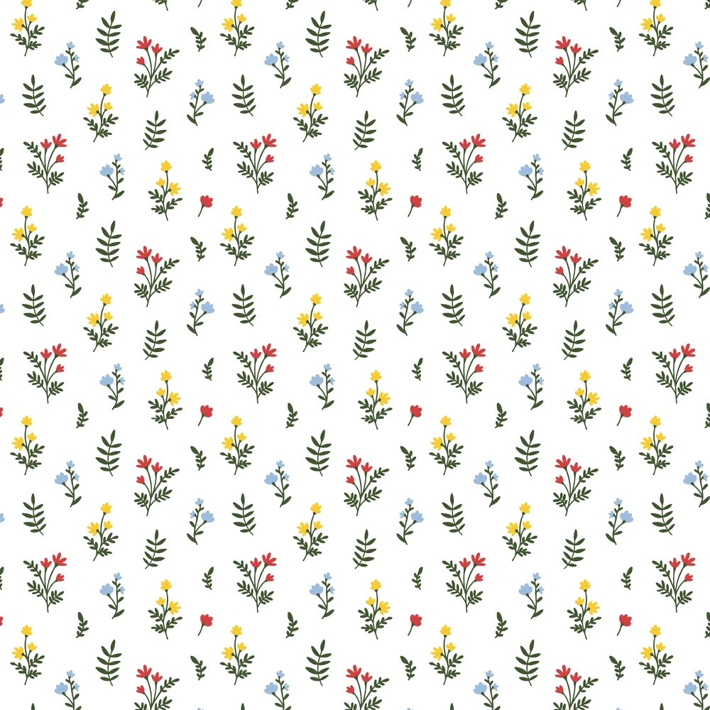 Small Flowers Of The Meadow Fabric - White