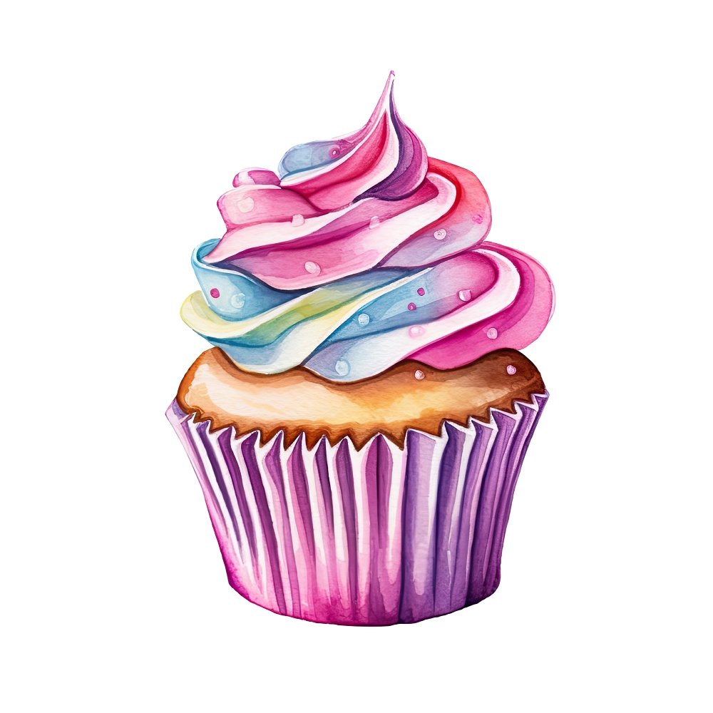 Watercolor Baked Goods Cupcake Fabric Panel